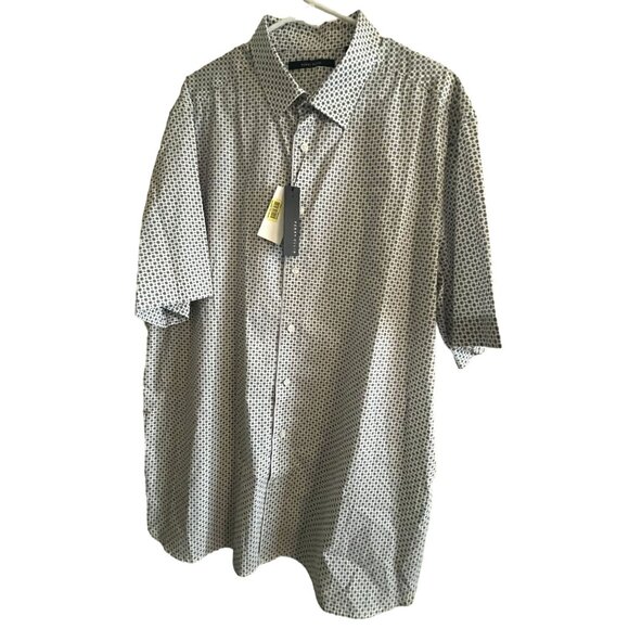 Perry Ellis Alloy Big & Tall Button Up Short Sleeve Shirt XLT TGE EGA 100% Cotto - Picture 1 of 15